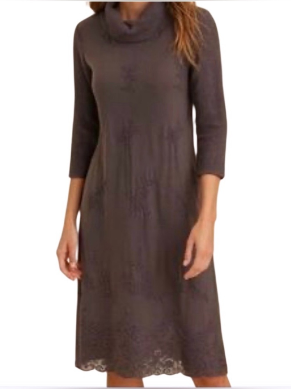 Sundance Women's Size M Brown Sequin Beaded Nylon Lace Dress Rabbit Hair Wool